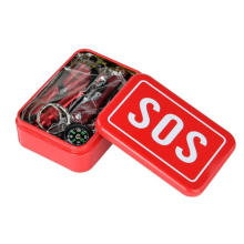 Survival Kit 6 In 1 ,Outdoor Emergency SOS Gear Kit with Tin Box for Camping Hiking Travelling Climbing Adventures